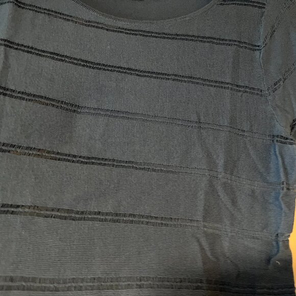 Loft Black Lightweight Sweater with Sheer Stripes - Medium - Picture 3 of 5